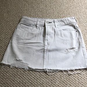 PACSUN White Distressed Mini Skirt